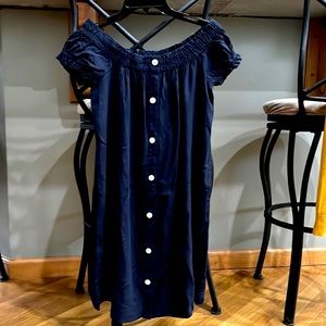 NWT Loft Beach Off or On the Shoulder Blue Dress, oversized XXS